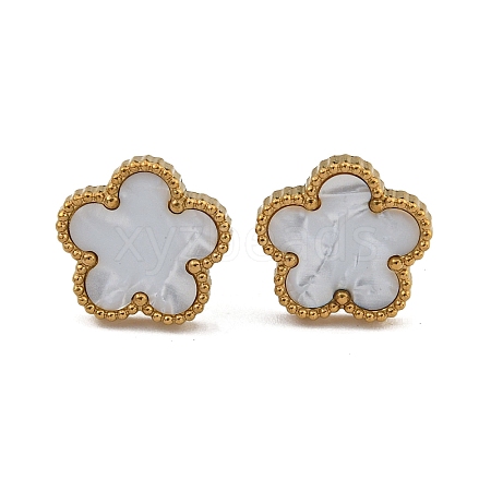 Ion Plating(IP) Flower Golden 304 Stainless Steel Stud Earrings EJEW-H129-03G-04A-1