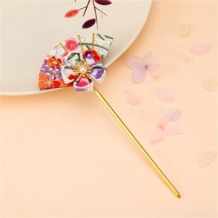 Flower Fan Cloth Hair Sticks PW-WG5DC28-03-1