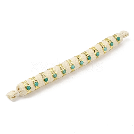 Ion Plating(IP) Round Natural Amazonite Finger Rings RJEW-H233-01G-02-1