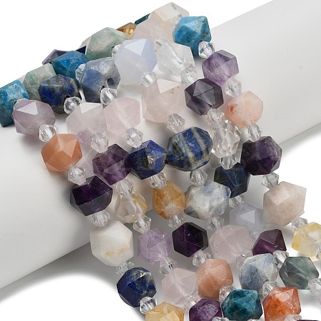 Natural Rose Quartz & Amethyst & Lapis Lazuli & Amazonite & Apatite & Sunstone & Moonstone Beads Strands G-L642-D03-01-1