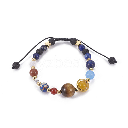 Natural Mixed Stone Braided Beads Bracelets BJEW-JB04141-1