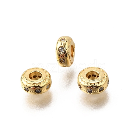 Brass Micro Pave Cubic Zirconia Beads KK-C106-14G-1
