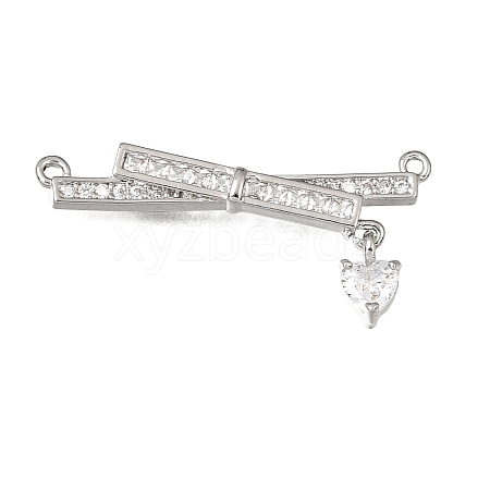 Brass Micro Pave Clear Cubic Zirconia Connector Charms CU-CBA3569-04P-C-1