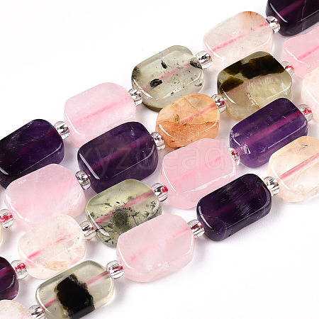 Natural Quartz Crystal & Amethyst & Rose Quartz & Prehnite Beads Strands G-T138-20-1