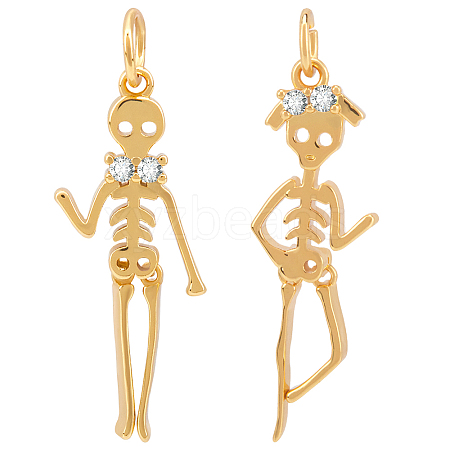 6Pcs 2 Styles Halloween Brass Micro Pave Cubic Zirconia Pendants ZIRC-BBC0002-76-1