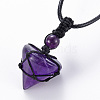 Natural Amethyst Cone Pendant Necklace NJEW-Q313-001C-1