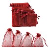 30Pcs 4 Styles Rectangle Organza Bags Jewellery Storage Pouches Wedding Favour Party Mesh Drawstring Gift OP-FS0001-01A-4