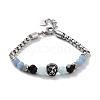 Lion Head Natural & Synthetic Mixed Gemstone Beaded Bracelets with 201 Stainless Steel Lobster Claw Clasps BJEW-Q334-11-2