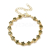 Star Brass Pave Cubic Zirconia Link Chain Bracelets for Women BJEW-P385-03G-06-1