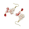 Handmade Glass Seed Beads Flower Dangle Earrings EJEW-MZ00362-02-4