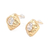 Brass Micro Pave Clear Cubic Zirconia Stud Errings EJEW-B058-05G-2