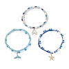 3Pcs 3 Styles Ocean Alloy Charm Bracelets Sets BJEW-MZ00338-2