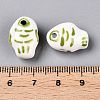 Handmade Printed Porcelain Beads Strand PORC-T133-02A-5