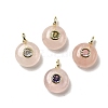 Natural Rose Quartz Flat Round Pendants G-H318-01G-A-03-1
