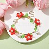 Acrylic Flower & Glass Pearl Charm Bracelets BJEW-JB10054-04-2