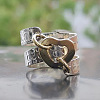 Hammered Alloy Finger Link Rings for Women FS-WG9B92C-01-2