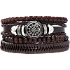 1Pc Cowhide & Imitation Leather Cord Knitted Multi-strand Bracelets AJEW-GF0011-50B-1