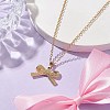 Bowknot Brass Pendant Necklaces NJEW-TA00138-5