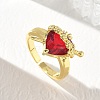 Brass & Glass Cuff Open Rings for Women KK-CBA760A-01B-G-2