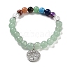 Natural Green Aventurine Round Beaded Chakra Stretch Bracelets BJEW-K251-01B-2