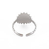 Non-Tarnish 304 Stainless Steel Flat Round with Initial Letter Open Cuff Ring for Men Women RJEW-S405-246P-N-2