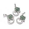 Natural Green Aventurine Kitten Pendants G-L512-R02-1