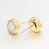 Flat Round Natural Druzy Agate Stud Earrings EJEW-L168-05C-2