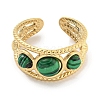 Ion Plating(IP) 304 Stainless Steel Synthetic Malachite Cuff Rings G-Z056-06G-03-2