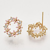 Brass Micro Pave Clear Cubic Zirconia Stud Earring Findings X-KK-T054-38G-NF-2