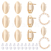 BENECREAT 12Pcs Brass Oval Stud Earring Findings KK-BC0010-90-1