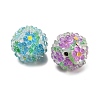 Flower with Round Polymer Clay Rhinestone Beads RESI-Z045-08-2