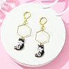 Rack Plating Alloy Cat Dangle Leverback Dangle Earrings EJEW-JE05502-03-3