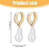 FIBLOOM 1 Pair ABS Plastic Pearl Dangle Hoop Earrings EJEW-FI0002-20-2