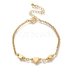 Heart Brass Link Bracelets BJEW-L696-0259G-1