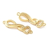 Rack Plating Brass Clear Cubic Zirconia Infinity Heart Connector Charms KK-C084-13A-G-2