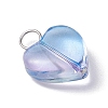 Heart Gradient Color Baking Paint Transparent Glass Pendants PALLOY-JF03264-02-4