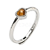 Heart Natural Mixed Stone Adjustable Rings RJEW-Q818-02P-3