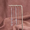 Rhodium Plated 925 Sterling Silver Star with Chain Tassel Dangle Earrings JE1045A-7