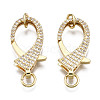 Brass Micro Pave Clear Cubic Zirconia Lobster Claw Clasps KK-Q769-035-NF-1