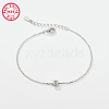 Anti-Tarnish Rhodium Plated 925 Sterling Silver Letter Cubic Zirconia Link Bracelets GI2156-02-1