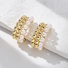 Rack Plating Brass Cuff Earrings with Plastic Pearl Beaded EJEW-D064-02G-4