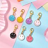 14Pcs 7 Colors Flat Round with Smiling Face Alloy Enamel Pendant Decorations HJEW-JM02585-2