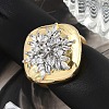 Brass Micro Pave Clear Cubic Zirconia Cuff Rings for Women RJEW-R011-11G-03-2