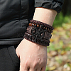 1Pc Cowhide & Imitation Leather Cord Knitted Multi-strand Bracelets AJEW-GF0011-50C-7