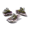 Natural Peridot Cluster & Alloy Miner Model Ornament DJEW-D002-08AS-01-1