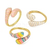 Brass Enamel Cuff Rings for Women RJEW-L113-035G-4