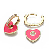 Brass Micro Pave Clear Cubic Zirconia Huggie Hoop Earrings EJEW-S210-018-NR-4
