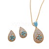 Brass Micro Pave Cubic Zirconia Pendant Necklaces & Stud Earrings Sets FS-WGE5CB1-02-4