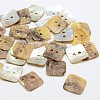 2-Hole Square Mother of Pearl Buttons SHEL-N033-08-1