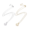 Brass Micro Pave Clear Cubic Zirconia Pendant Necklaces NJEW-R256-02-1